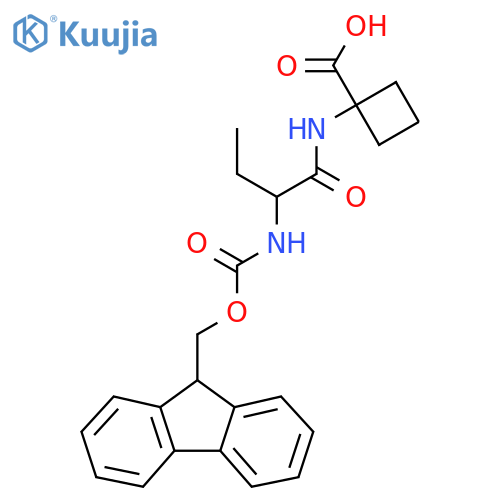 1-2-({(9H-fluoren-9-yl)methoxycarbonyl}amino)butanamidocyclobutane-1-carboxylic acid structure