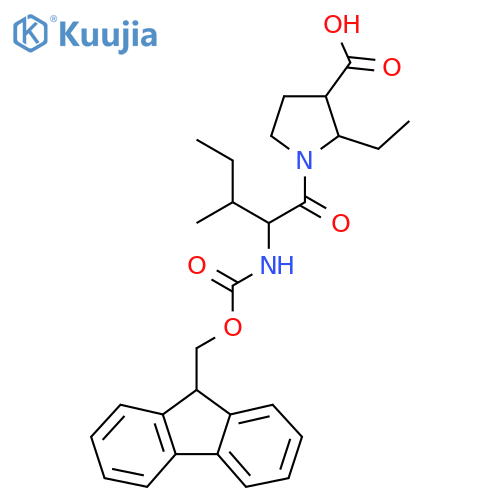 2-ethyl-1-2-({(9H-fluoren-9-yl)methoxycarbonyl}amino)-3-methylpentanoylpyrrolidine-3-carboxylic acid structure