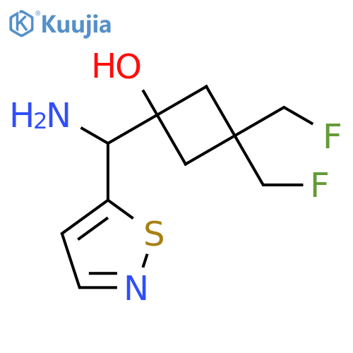 1-amino(1,2-thiazol-5-yl)methyl-3,3-bis(fluoromethyl)cyclobutan-1-ol structure