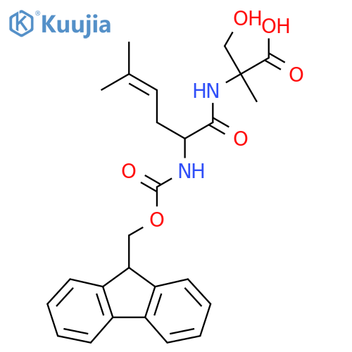 2-2-({(9H-fluoren-9-yl)methoxycarbonyl}amino)-5-methylhex-4-enamido-3-hydroxy-2-methylpropanoic acid structure