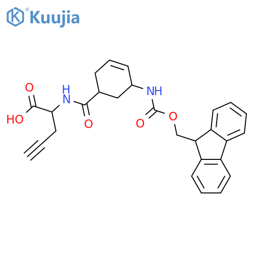 2-{5-({(9H-fluoren-9-yl)methoxycarbonyl}amino)cyclohex-3-en-1-ylformamido}pent-4-ynoic acid structure