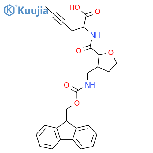 2-({3-({(9H-fluoren-9-yl)methoxycarbonyl}amino)methyloxolan-2-yl}formamido)hex-4-ynoic acid structure