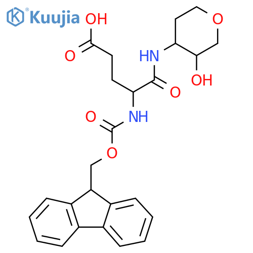 4-({(9H-fluoren-9-yl)methoxycarbonyl}amino)-4-(3-hydroxyoxan-4-yl)carbamoylbutanoic acid structure