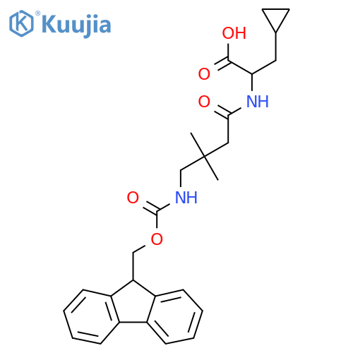 3-cyclopropyl-2-4-({(9H-fluoren-9-yl)methoxycarbonyl}amino)-3,3-dimethylbutanamidopropanoic acid structure