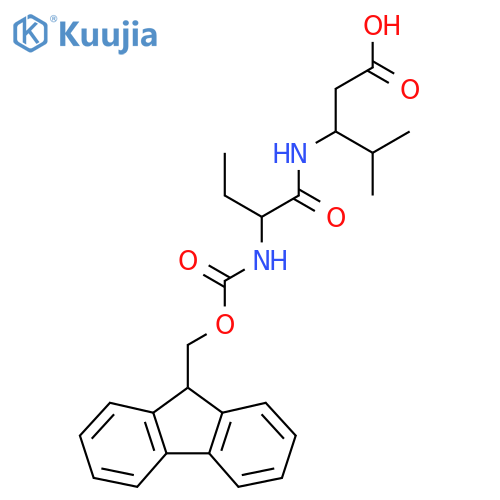 3-2-({(9H-fluoren-9-yl)methoxycarbonyl}amino)butanamido-4-methylpentanoic acid structure