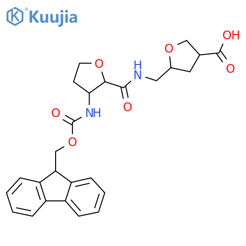 5-({3-({(9H-fluoren-9-yl)methoxycarbonyl}amino)oxolan-2-ylformamido}methyl)oxolane-3-carboxylic acid structure