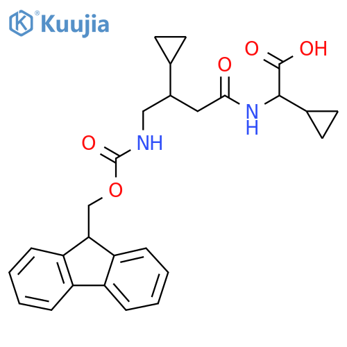 2-cyclopropyl-2-3-cyclopropyl-4-({(9H-fluoren-9-yl)methoxycarbonyl}amino)butanamidoacetic acid structure