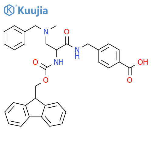 4-({3-benzyl(methyl)amino-2-({(9H-fluoren-9-yl)methoxycarbonyl}amino)propanamido}methyl)benzoic acid structure