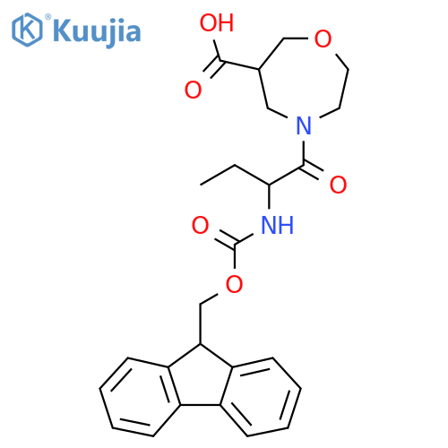 4-2-({(9H-fluoren-9-yl)methoxycarbonyl}amino)butanoyl-1,4-oxazepane-6-carboxylic acid structure