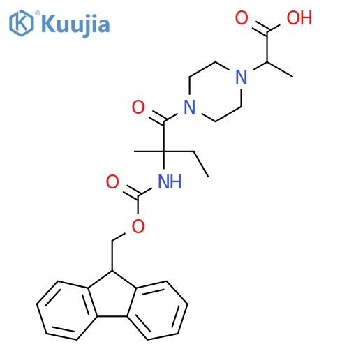 2-{4-2-({(9H-fluoren-9-yl)methoxycarbonyl}amino)-2-methylbutanoylpiperazin-1-yl}propanoic acid structure