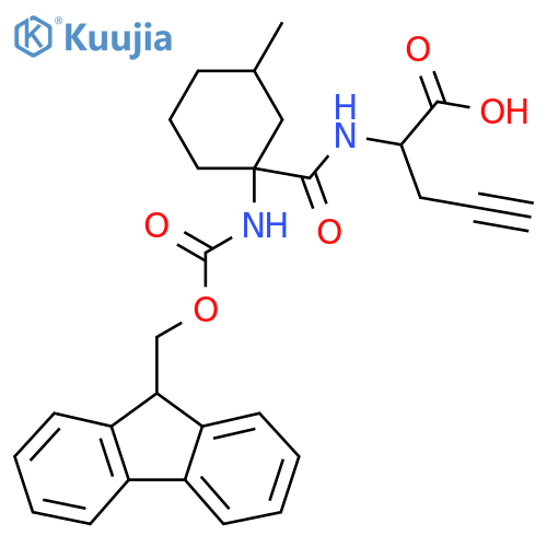 2-{1-({(9H-fluoren-9-yl)methoxycarbonyl}amino)-3-methylcyclohexylformamido}pent-4-ynoic acid structure
