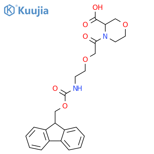 4-{2-2-({(9H-fluoren-9-yl)methoxycarbonyl}amino)ethoxyacetyl}morpholine-3-carboxylic acid structure