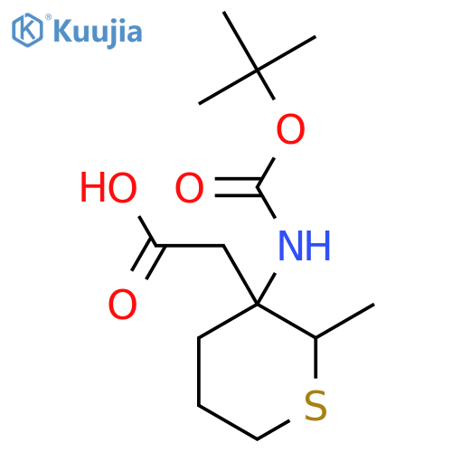 2-(3-{(tert-butoxy)carbonylamino}-2-methylthian-3-yl)acetic acid structure