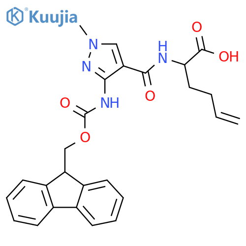 2-{3-({(9H-fluoren-9-yl)methoxycarbonyl}amino)-1-methyl-1H-pyrazol-4-ylformamido}hex-5-enoic acid structure