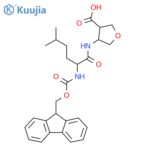 4-2-({(9H-fluoren-9-yl)methoxycarbonyl}amino)-5-methylhexanamidooxolane-3-carboxylic acid structure