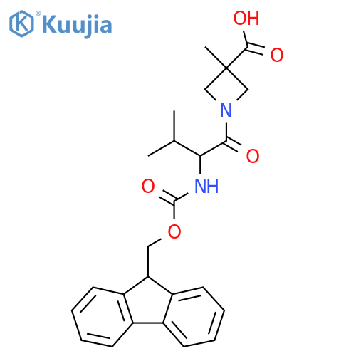 1-2-({(9H-fluoren-9-yl)methoxycarbonyl}amino)-3-methylbutanoyl-3-methylazetidine-3-carboxylic acid structure