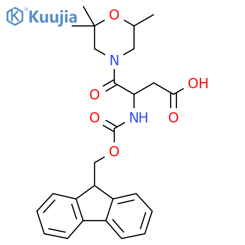 3-({(9H-fluoren-9-yl)methoxycarbonyl}amino)-4-oxo-4-(2,2,6-trimethylmorpholin-4-yl)butanoic acid structure