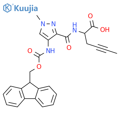 2-{4-({(9H-fluoren-9-yl)methoxycarbonyl}amino)-1-methyl-1H-pyrazol-3-ylformamido}hex-4-ynoic acid structure
