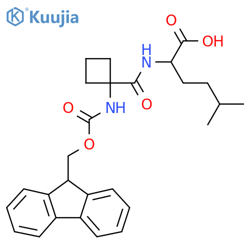 2-{1-({(9H-fluoren-9-yl)methoxycarbonyl}amino)cyclobutylformamido}-5-methylhexanoic acid structure