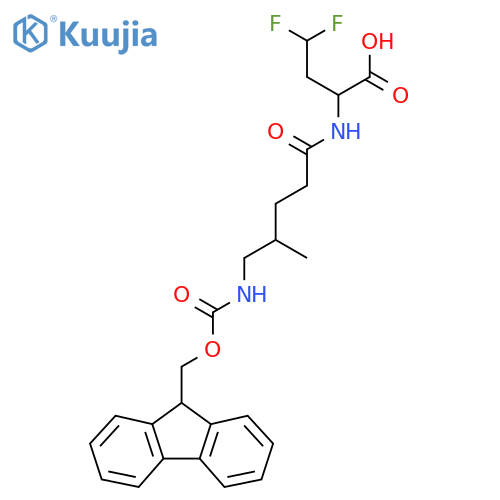 2-5-({(9H-fluoren-9-yl)methoxycarbonyl}amino)-4-methylpentanamido-4,4-difluorobutanoic acid structure