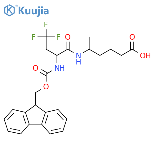 5-2-({(9H-fluoren-9-yl)methoxycarbonyl}amino)-4,4,4-trifluorobutanamidohexanoic acid structure