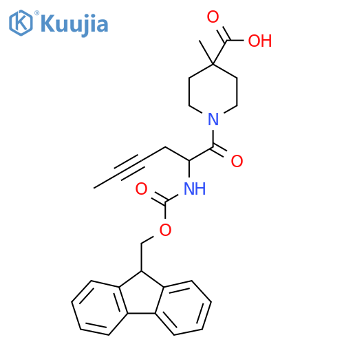 1-2-({(9H-fluoren-9-yl)methoxycarbonyl}amino)hex-4-ynoyl-4-methylpiperidine-4-carboxylic acid structure