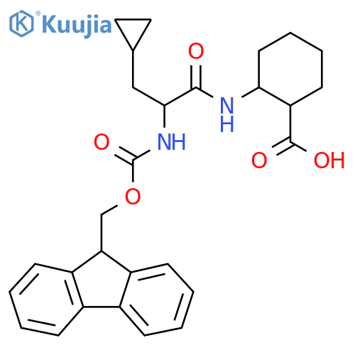 2-3-cyclopropyl-2-({(9H-fluoren-9-yl)methoxycarbonyl}amino)propanamidocyclohexane-1-carboxylic acid structure