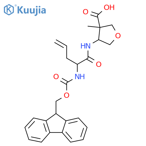 4-2-({(9H-fluoren-9-yl)methoxycarbonyl}amino)pent-4-enamido-3-methyloxolane-3-carboxylic acid structure