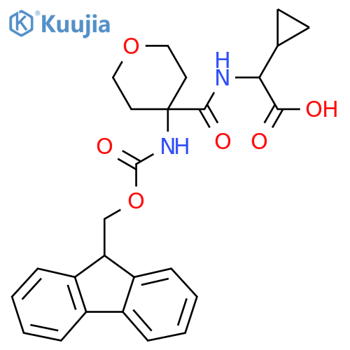 2-cyclopropyl-2-{4-({(9H-fluoren-9-yl)methoxycarbonyl}amino)oxan-4-ylformamido}acetic acid structure
