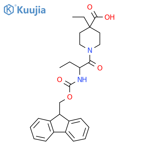 4-ethyl-1-2-({(9H-fluoren-9-yl)methoxycarbonyl}amino)butanoylpiperidine-4-carboxylic acid structure
