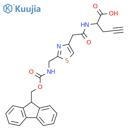 2-(2-{2-({(9H-fluoren-9-yl)methoxycarbonyl}amino)methyl-1,3-thiazol-4-yl}acetamido)pent-4-ynoic acid structure