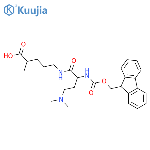 5-4-(dimethylamino)-2-({(9H-fluoren-9-yl)methoxycarbonyl}amino)butanamido-2-methylpentanoic acid structure