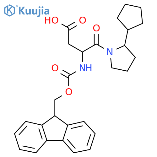 4-(2-cyclopentylpyrrolidin-1-yl)-3-({(9H-fluoren-9-yl)methoxycarbonyl}amino)-4-oxobutanoic acid structure