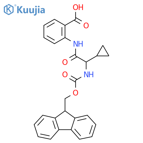 2-2-cyclopropyl-2-({(9H-fluoren-9-yl)methoxycarbonyl}amino)acetamidobenzoic acid structure
