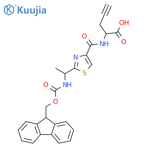 2-({2-1-({(9H-fluoren-9-yl)methoxycarbonyl}amino)ethyl-1,3-thiazol-4-yl}formamido)pent-4-ynoic acid structure