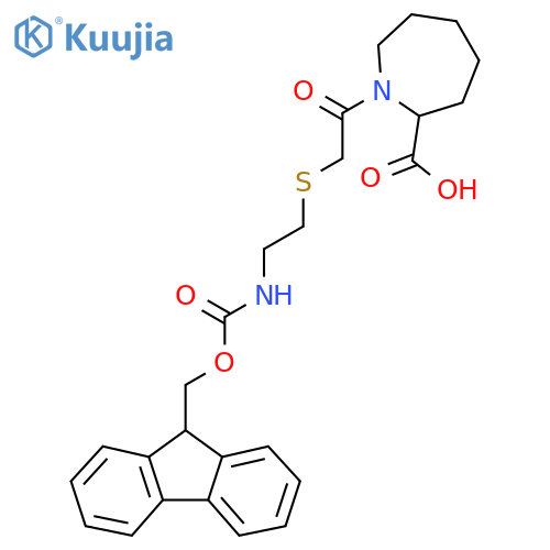 1-(2-{2-({(9H-fluoren-9-yl)methoxycarbonyl}amino)ethylsulfanyl}acetyl)azepane-2-carboxylic acid structure