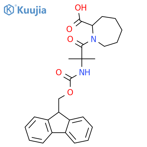 1-[2-({[(9H-fluoren-9-yl)methoxy]carbonyl}amino)-2-methylpropanoyl]azepane-2-carboxylic acid structure