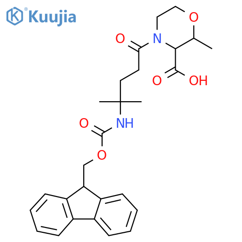 4-4-({(9H-fluoren-9-yl)methoxycarbonyl}amino)-4-methylpentanoyl-2-methylmorpholine-3-carboxylic acid structure