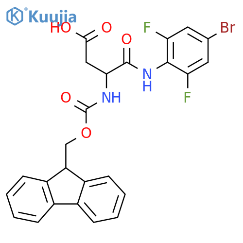 3-(4-bromo-2,6-difluorophenyl)carbamoyl-3-({(9H-fluoren-9-yl)methoxycarbonyl}amino)propanoic acid structure