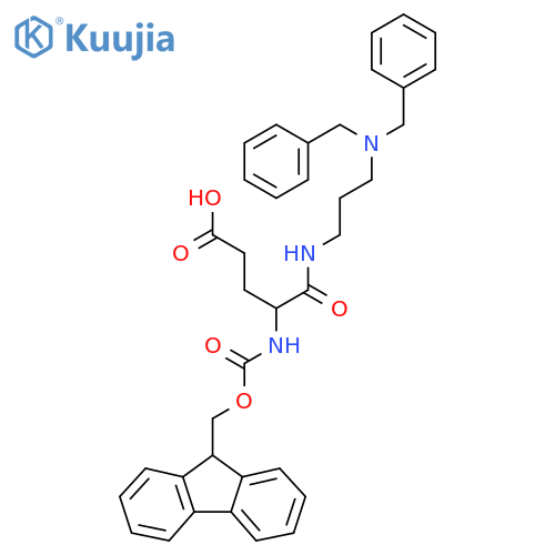 4-{3-(dibenzylamino)propylcarbamoyl}-4-({(9H-fluoren-9-yl)methoxycarbonyl}amino)butanoic acid structure
