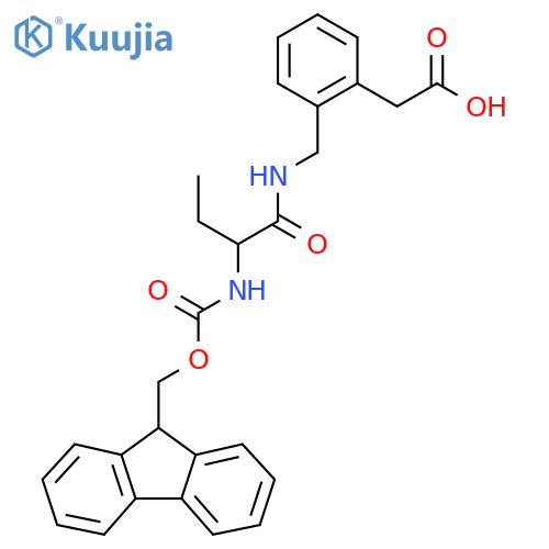 2-(2-{2-({(9H-fluoren-9-yl)methoxycarbonyl}amino)butanamidomethyl}phenyl)acetic acid structure