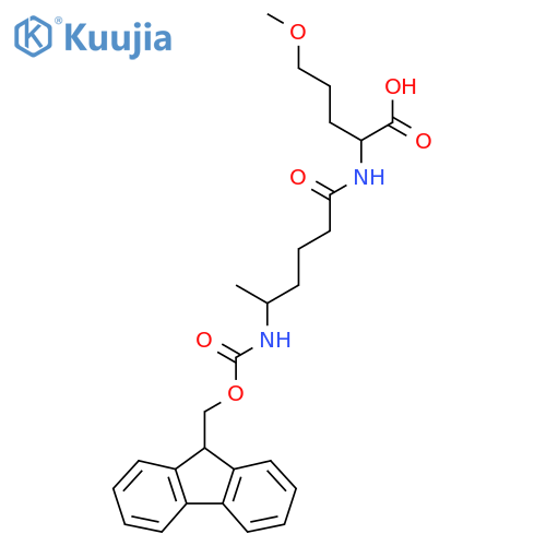2-5-({(9H-fluoren-9-yl)methoxycarbonyl}amino)hexanamido-5-methoxypentanoic acid structure
