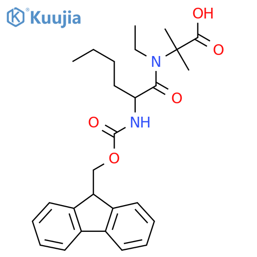 2-N-ethyl-2-({(9H-fluoren-9-yl)methoxycarbonyl}amino)hexanamido-2-methylpropanoic acid structure