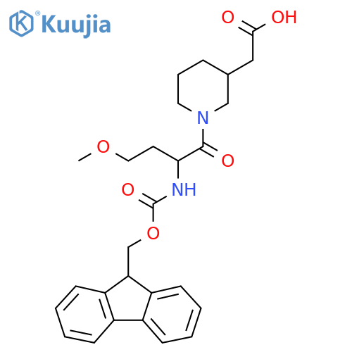 2-{1-2-({(9H-fluoren-9-yl)methoxycarbonyl}amino)-4-methoxybutanoylpiperidin-3-yl}acetic acid structure