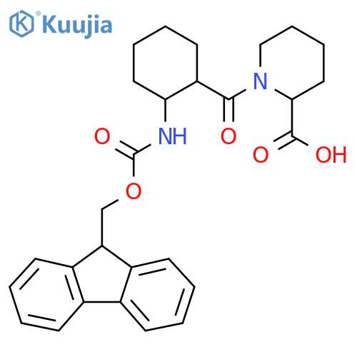 1-2-({(9H-fluoren-9-yl)methoxycarbonyl}amino)cyclohexanecarbonylpiperidine-2-carboxylic acid structure