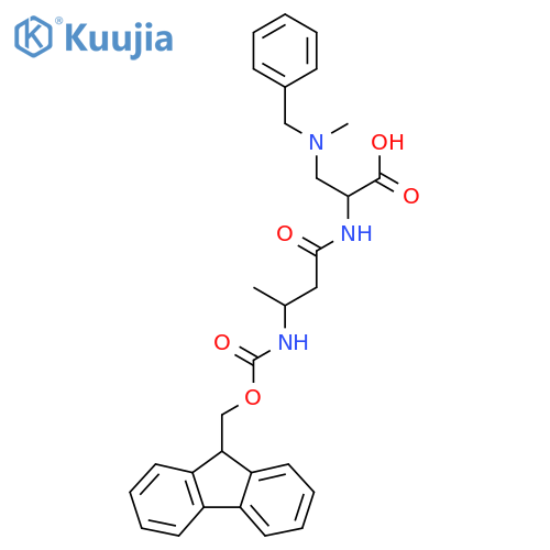 3-benzyl(methyl)amino-2-3-({(9H-fluoren-9-yl)methoxycarbonyl}amino)butanamidopropanoic acid structure