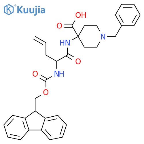 1-benzyl-4-2-({(9H-fluoren-9-yl)methoxycarbonyl}amino)pent-4-enamidopiperidine-4-carboxylic acid structure