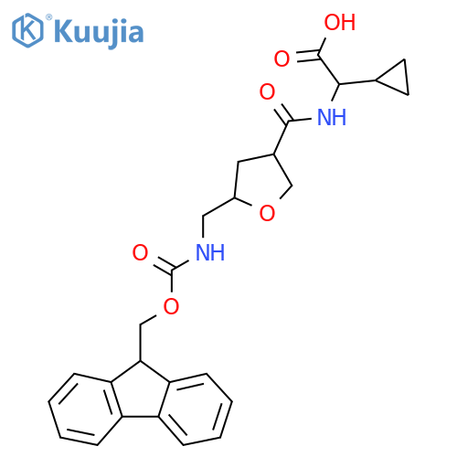 2-cyclopropyl-2-({5-({(9H-fluoren-9-yl)methoxycarbonyl}amino)methyloxolan-3-yl}formamido)acetic acid structure