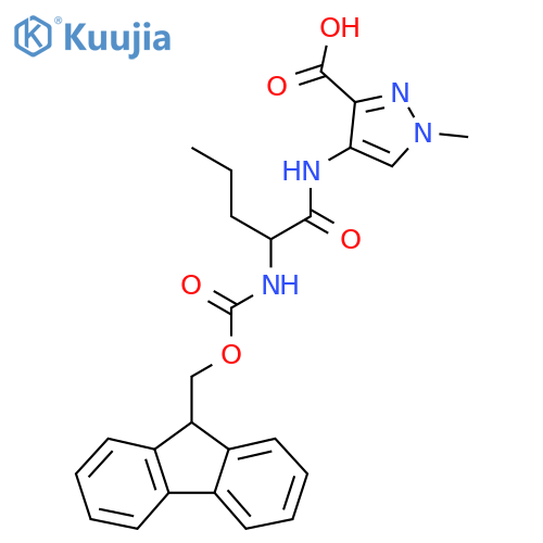 4-2-({(9H-fluoren-9-yl)methoxycarbonyl}amino)pentanamido-1-methyl-1H-pyrazole-3-carboxylic acid structure