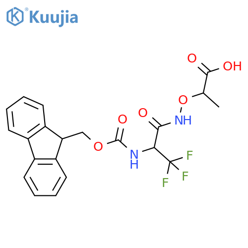 2-{2-({(9H-fluoren-9-yl)methoxycarbonyl}amino)-3,3,3-trifluoropropanamidooxy}propanoic acid structure